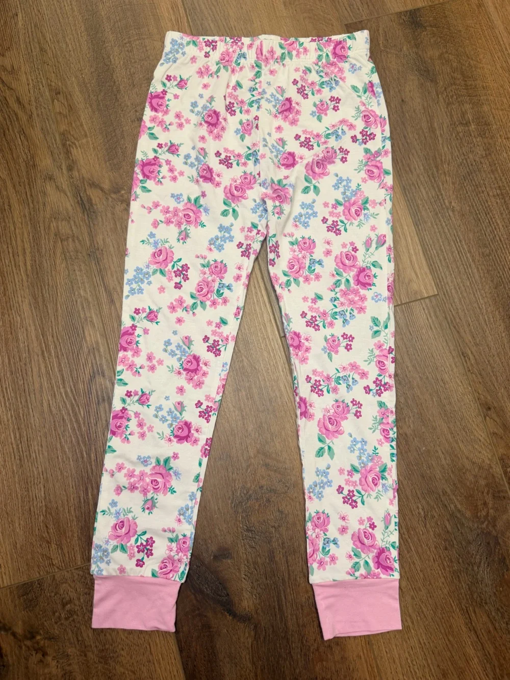 Angel Dear Little Roses Bamboo Pajama Set Girls 5-6Y Pink Floral Quiet Luxury